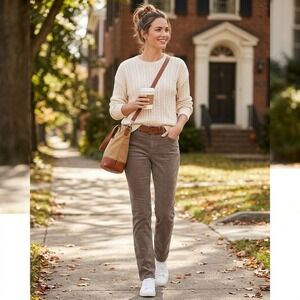 Talbots Simply Flattering Corduroy Pants Women's 8 Straight Leg Stretch Brown